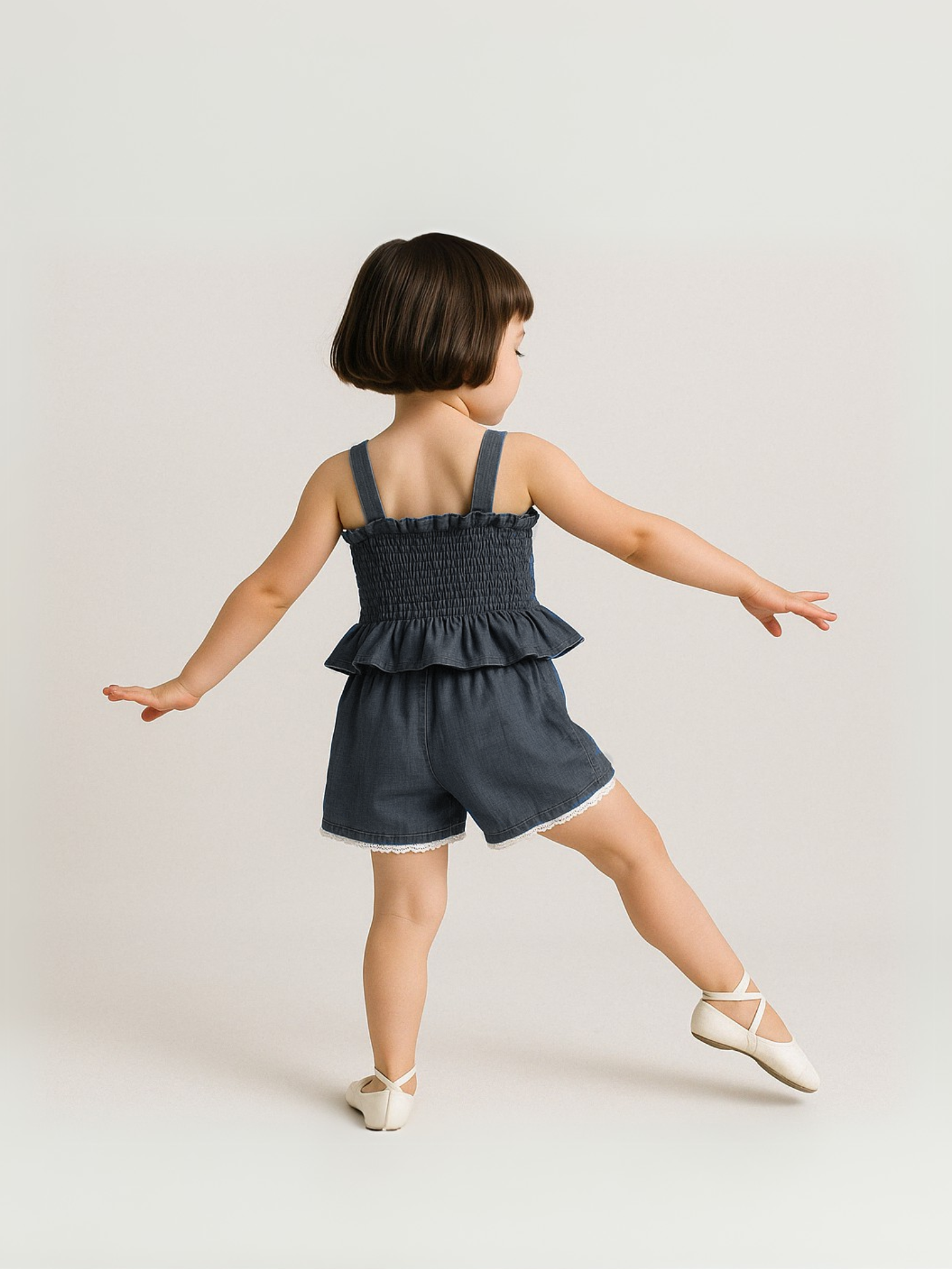 Girls Denim Shorts Set