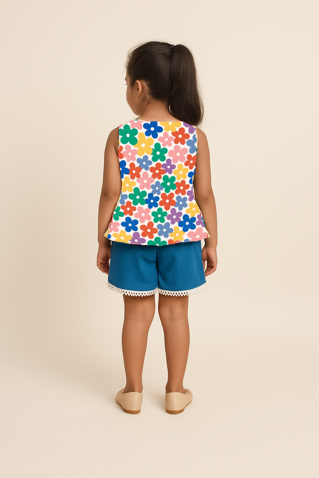 Girls Floral Shorts Set