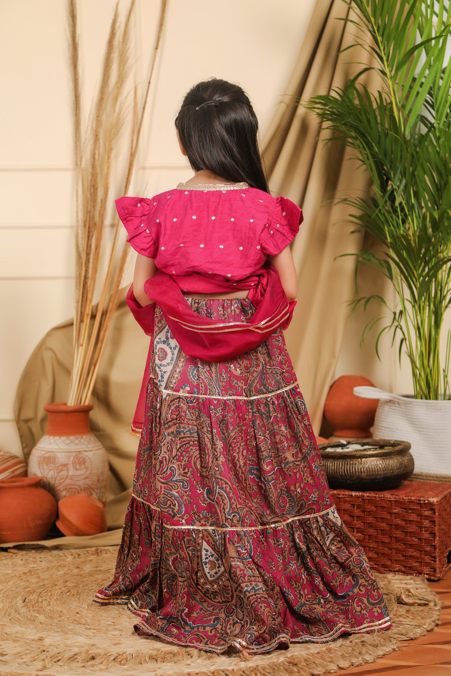 Purple Paisley Print Lehenga Blouse Set