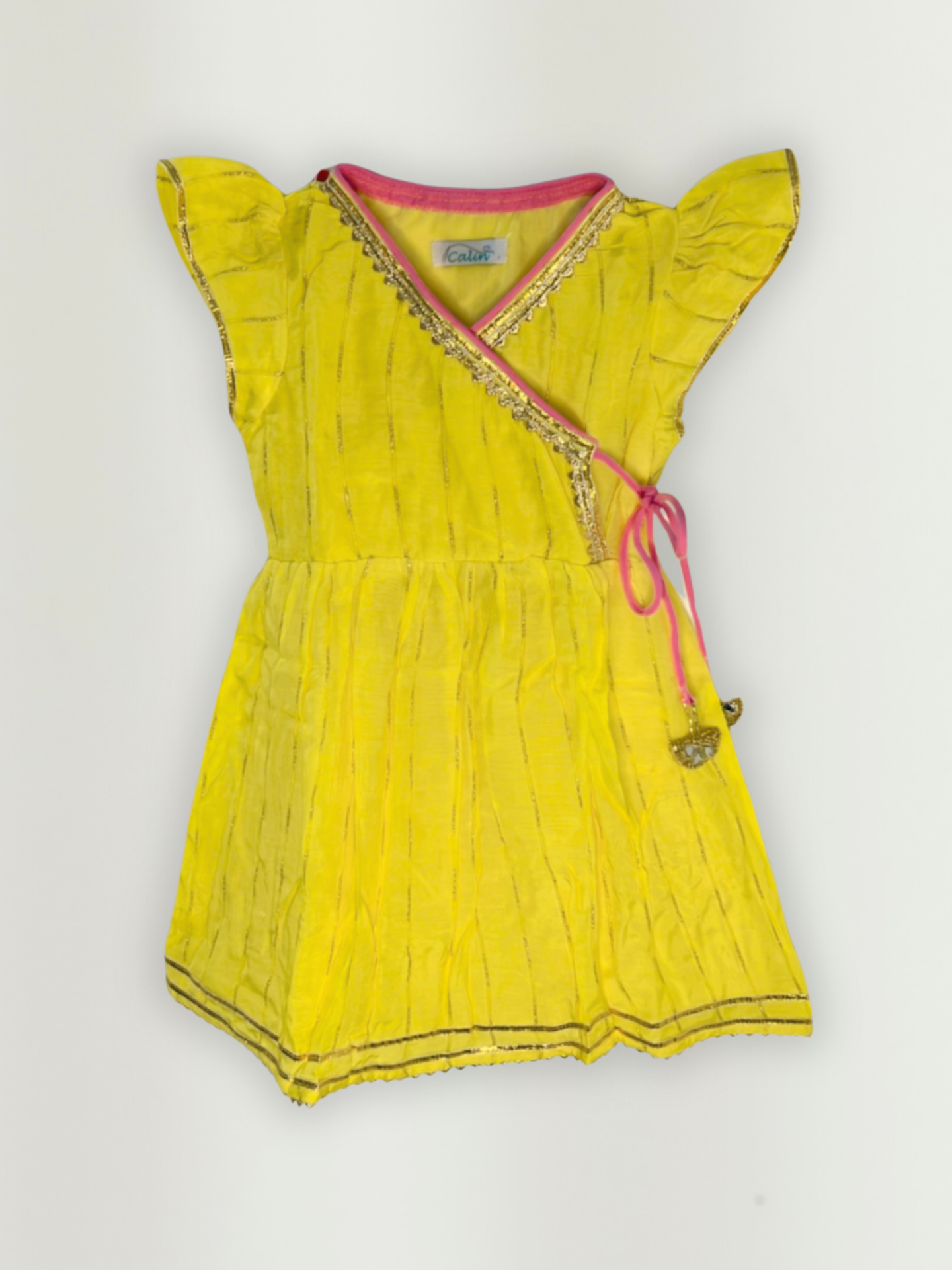 Angrakha Toddler Dress In Yellow