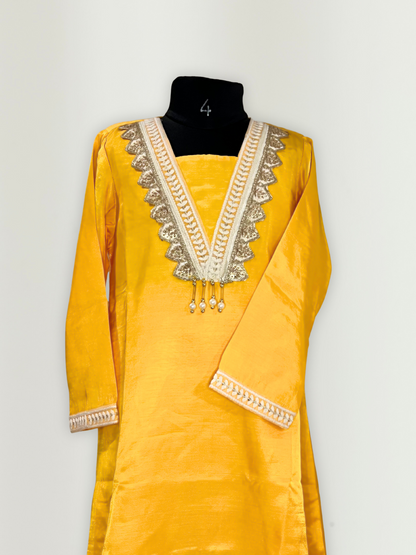 Marigold Yellow Kurta Pants and Dupatta Set