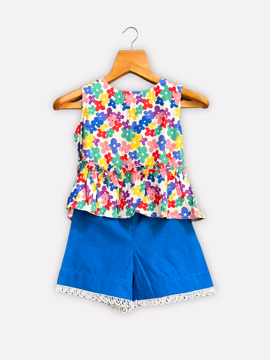 Girls Floral Shorts Set