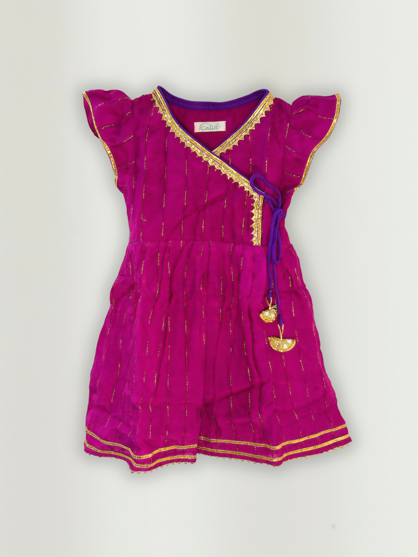 Angrakha Toddler Dress In Purple