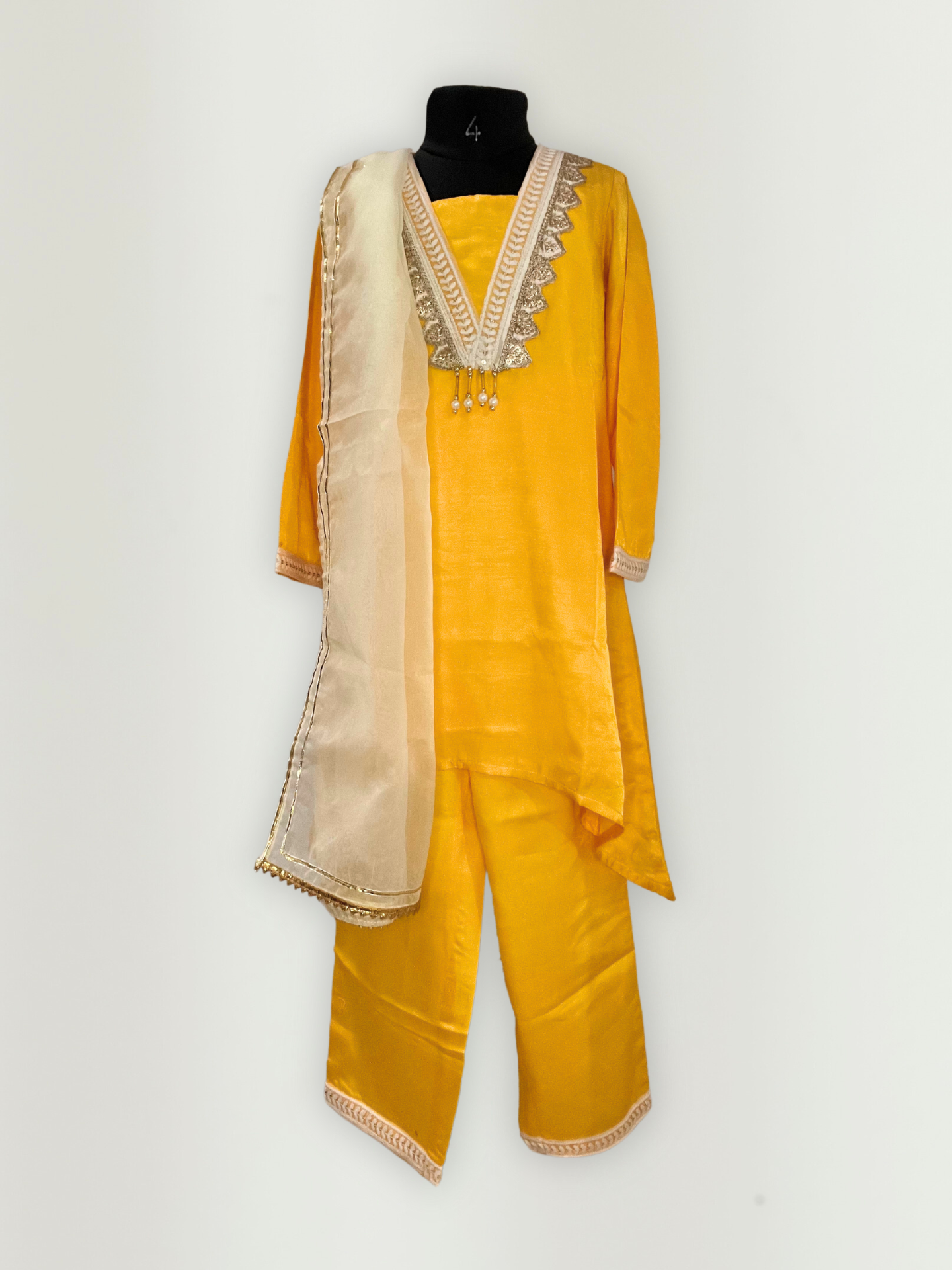 Marigold Yellow Kurta Pants and Dupatta Set