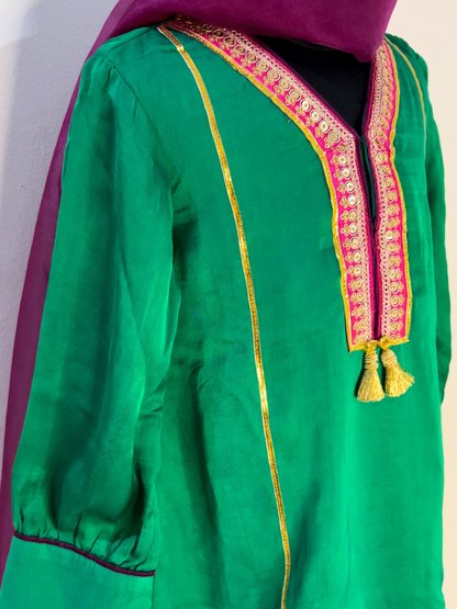 Mai Green Kurta Pants and Dupatta Set