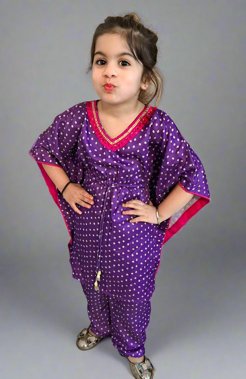 Purple Kaftan Badhani Set