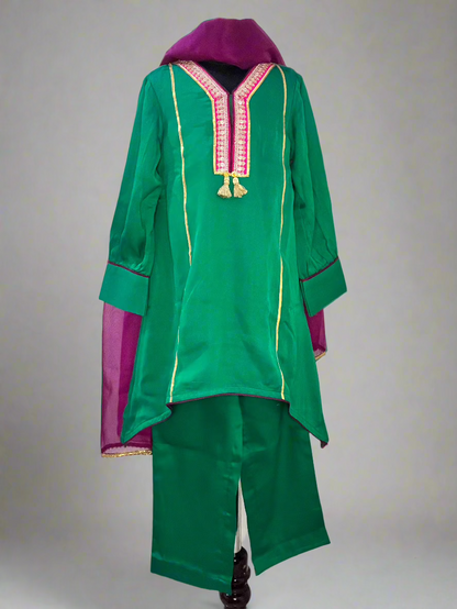 Mai Green Kurta Pants and Dupatta Set