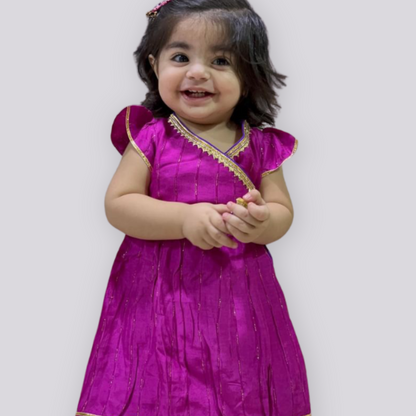 Angrakha Toddler Dress In Purple