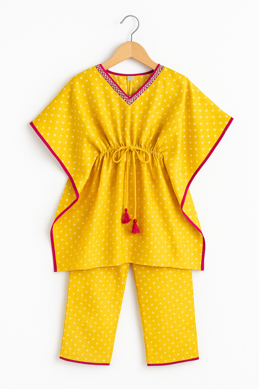 Yellow Kaftan with pant set
